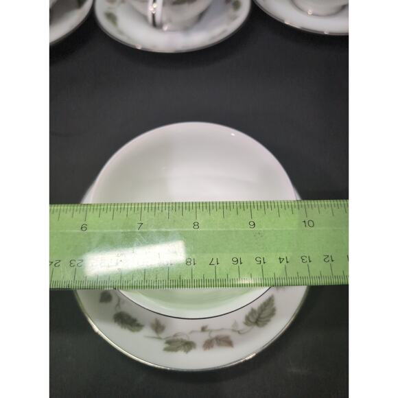 Noritake China Cup & Saucer Set, Vineyard Design, Brown & Green Leaves, Set of 4 - Picture 10 of 10